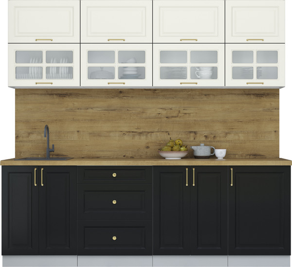 Изображение товара Кухонный гарнитур Интерлиния Мила Шато 2.3Б (белый/черный/дуб бунратти)