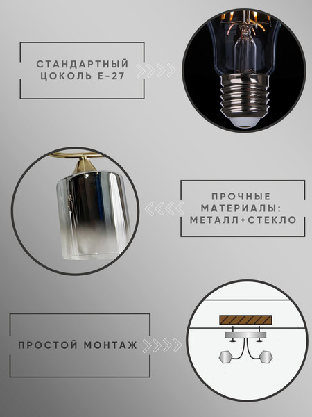 Изображение товара Люстра Aitin-Pro НПБ 02-3x60-102 / N6413/3 (медь/черный)