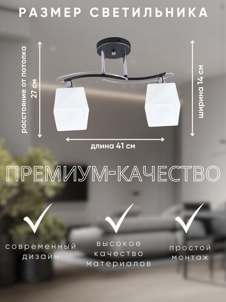 Изображение товара Потолочный светильник Aitin-Pro НПБ 02-2х40-101 / XA1036B/2 (черный/хром)