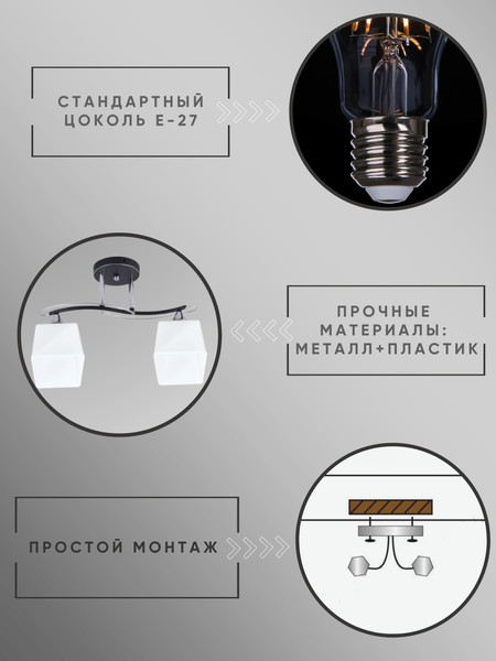 Изображение товара Потолочный светильник Aitin-Pro НПБ 02-2х40-101 / XA1036B/2 (черный/хром)