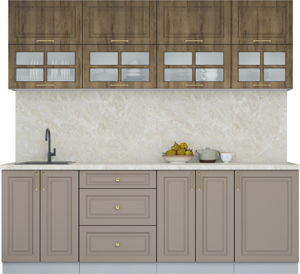 Изображение товара Кухонный гарнитур Интерлиния Мила Шато 2.3Б (дуб вотан/луна/опал светлый)