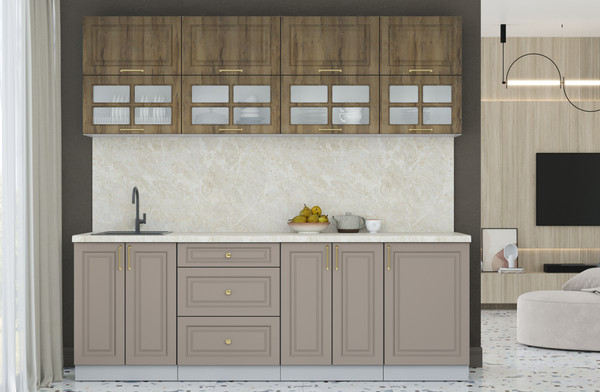 Изображение товара Кухонный гарнитур Интерлиния Мила Шато 2.3Б (дуб вотан/луна/опал светлый)