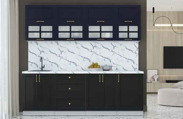 Изображение товара Кухонный гарнитур Интерлиния Мила Шато 2.3Б (индиго/черный/белый гранит)