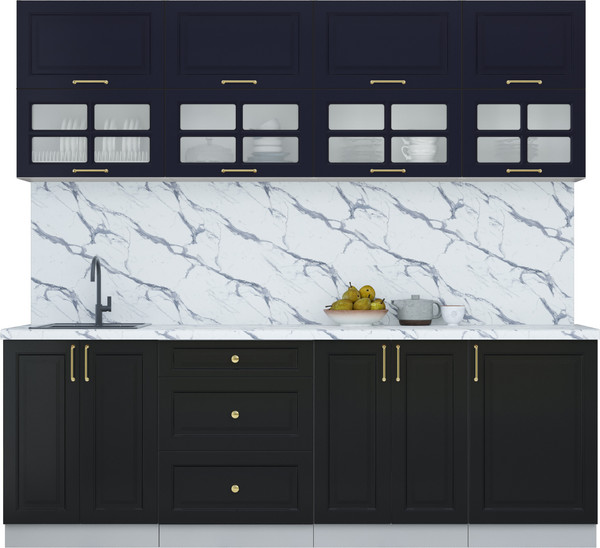 Изображение товара Кухонный гарнитур Интерлиния Мила Шато 2.3Б (индиго/черный/белый гранит)