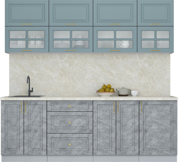 Изображение товара Кухонный гарнитур Интерлиния Мила Шато 2.3Б (океан/керамика/опал светлый)