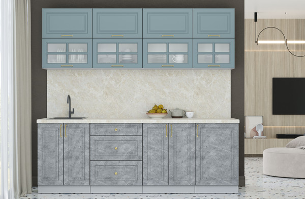 Изображение товара Кухонный гарнитур Интерлиния Мила Шато 2.3Б (океан/керамика/опал светлый)