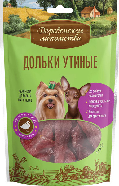 Изображение товара Набор лакомств для собак Деревенские лакомства Дольки утиные для мини-пород (10x55г)