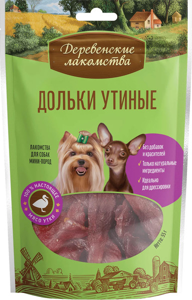 Изображение товара Набор лакомств для собак Деревенские лакомства Дольки утиные для мини-пород (3x55г)