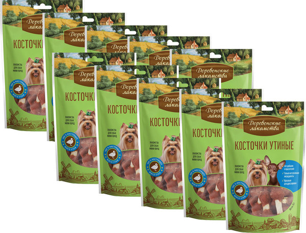 Изображение товара Набор лакомств для собак Деревенские лакомства Косточки утиные (10x55г)