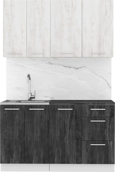 Изображение товара Кухонный гарнитур Артём-Мебель Оля СН-114 без стекла МДФ 1.4м (санторини белый/санторини черный)