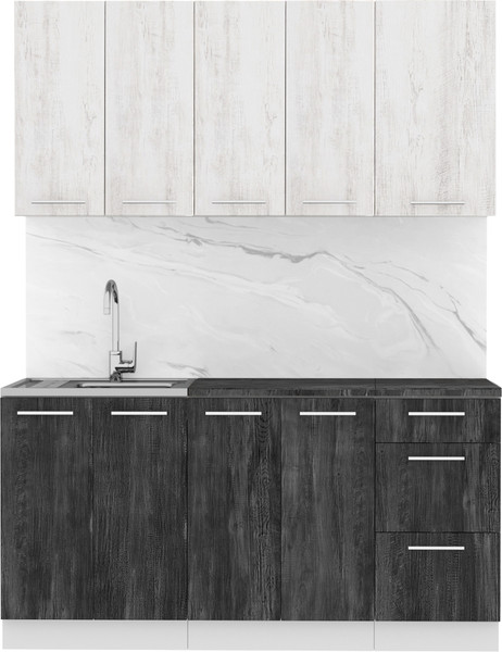 Изображение товара Кухонный гарнитур Артём-Мебель Оля СН-114 без стекла МДФ 1.6/3м   (санторини белый/санторини черный)