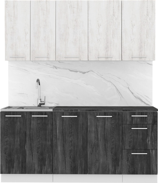 Изображение товара Кухонный гарнитур Артём-Мебель Оля СН-114 без стекла МДФ 1.8м   (санторини белый/санторини черный)