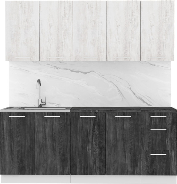 Изображение товара Кухонный гарнитур Артём-Мебель Оля СН-114 без стекла МДФ 2.0м   (санторини белый/санторини черный)