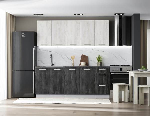 Изображение товара Кухонный гарнитур Артём-Мебель Оля СН-114 без стекла МДФ 2.0м   (санторини белый/санторини черный)