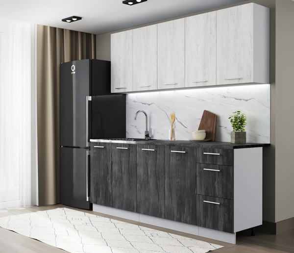 Изображение товара Кухонный гарнитур Артём-Мебель Оля СН-114 без стекла МДФ 2.0м   (санторини белый/санторини черный)