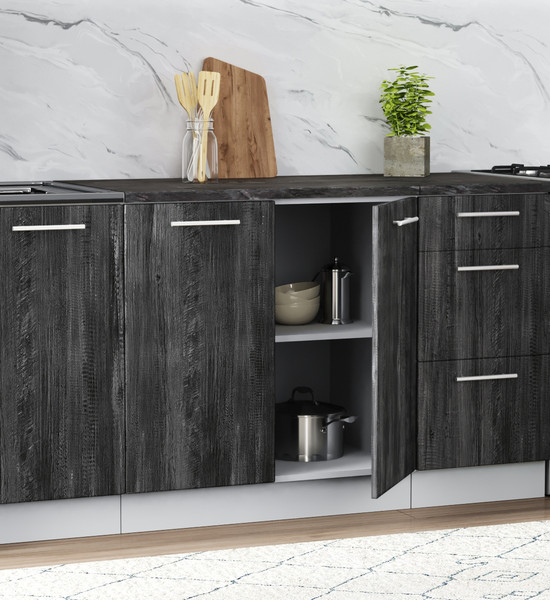 Изображение товара Кухонный гарнитур Артём-Мебель Оля СН-114 без стекла МДФ 2.2м   (санторини белый/санторини черный)