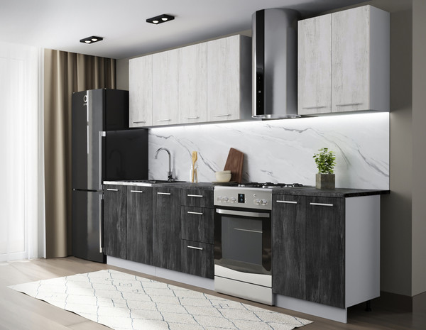 Изображение товара Кухонный гарнитур Артём-Мебель Оля СН-114 без стекла МДФ 2.2м   (санторини белый/санторини черный)