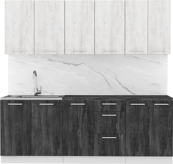 Изображение товара Кухонный гарнитур Артём-Мебель Оля СН-114 без стекла МДФ 2.2м   (санторини белый/санторини черный)