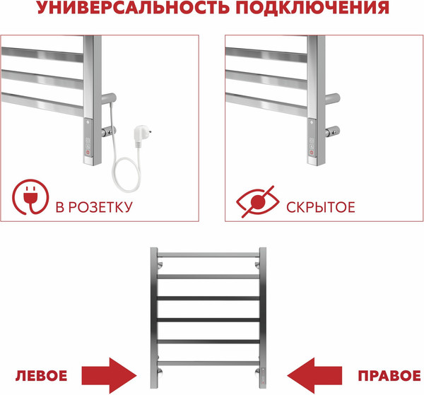 Изображение товара Полотенцесушитель электрический Terminus Ното П8 500x850 (с полкой, quick touch)