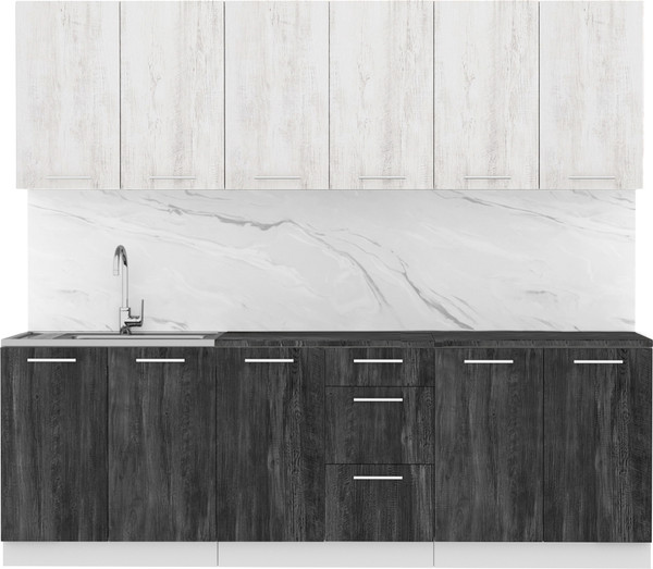 Изображение товара Кухонный гарнитур Артём-Мебель Оля СН-114 без стекла МДФ 2.4м   (санторини белый/санторини черный)