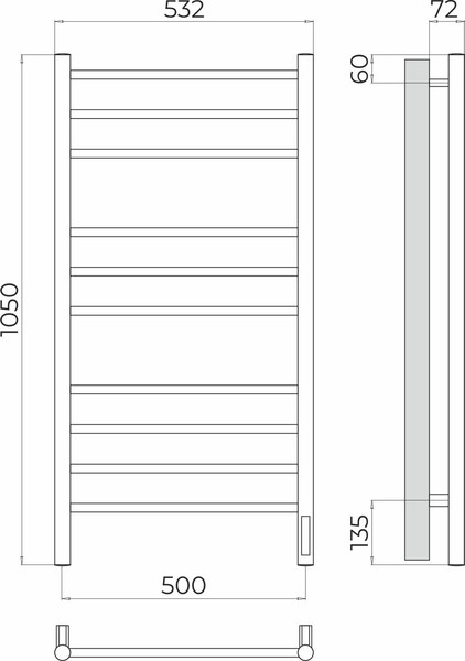 Изображение товара Полотенцесушитель электрический Terminus Аврора П10 500x1050 (quick touch)