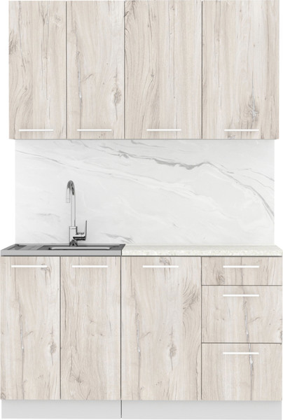 Изображение товара Кухонный гарнитур Артём-Мебель Оля СН-114 без стекла МДФ 1.4м (дуб флагстафф беленый)