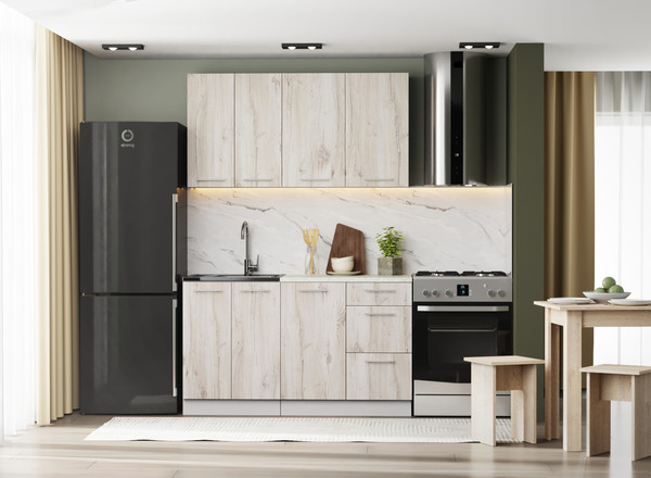 Изображение товара Кухонный гарнитур Артём-Мебель Оля СН-114 без стекла МДФ 1.4м (дуб флагстафф беленый)