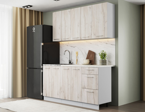 Изображение товара Кухонный гарнитур Артём-Мебель Оля СН-114 без стекла МДФ 1.6/3м (дуб флагстафф беленый)