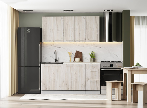 Изображение товара Кухонный гарнитур Артём-Мебель Оля СН-114 без стекла МДФ 1.6/3м (дуб флагстафф беленый)