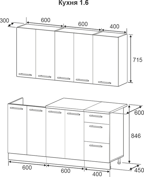 Изображение товара Кухонный гарнитур Артём-Мебель Оля СН-114 без стекла МДФ 1.6/3м (дуб флагстафф беленый)