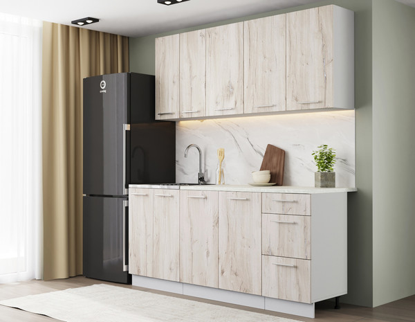 Изображение товара Кухонный гарнитур Артём-Мебель Оля СН-114 без стекла МДФ 1.8м (дуб флагстафф беленый)