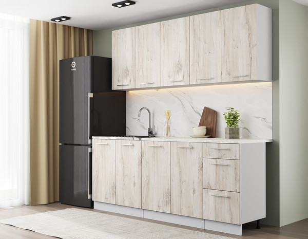 Изображение товара Кухонный гарнитур Артём-Мебель Оля СН-114 без стекла МДФ 2.0м (дуб флагстафф беленый)