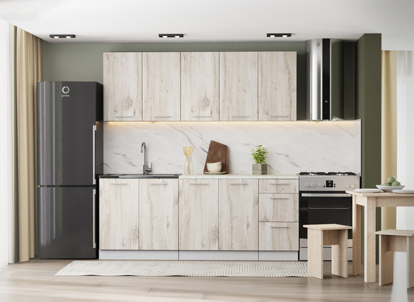 Изображение товара Кухонный гарнитур Артём-Мебель Оля СН-114 без стекла МДФ 2.0м (дуб флагстафф беленый)