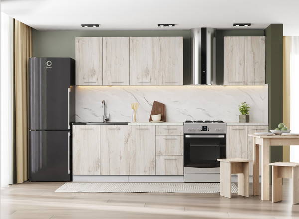 Изображение товара Кухонный гарнитур Артём-Мебель Оля СН-114 без стекла МДФ 2.2м (дуб флагстафф беленый)