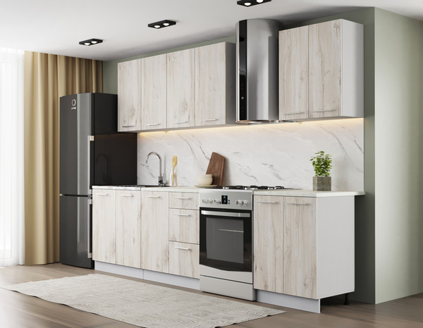 Изображение товара Кухонный гарнитур Артём-Мебель Оля СН-114 без стекла МДФ 2.2м (дуб флагстафф беленый)