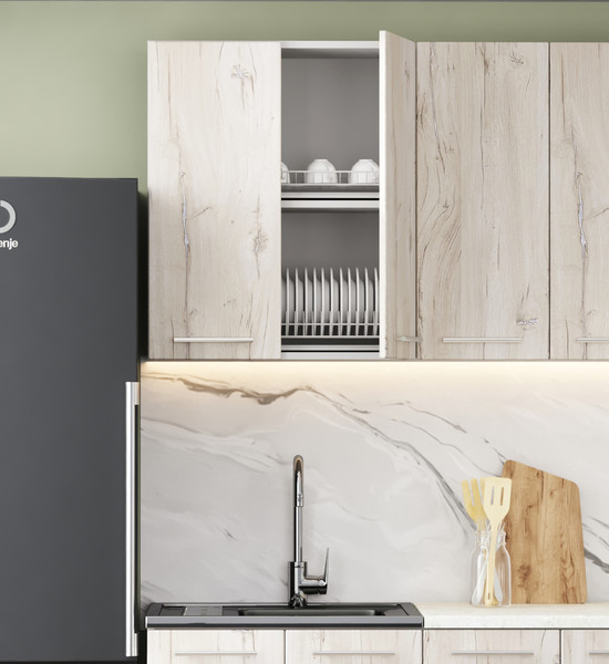 Изображение товара Кухонный гарнитур Артём-Мебель Оля СН-114 без стекла МДФ 2.4м (дуб флагстафф беленый)