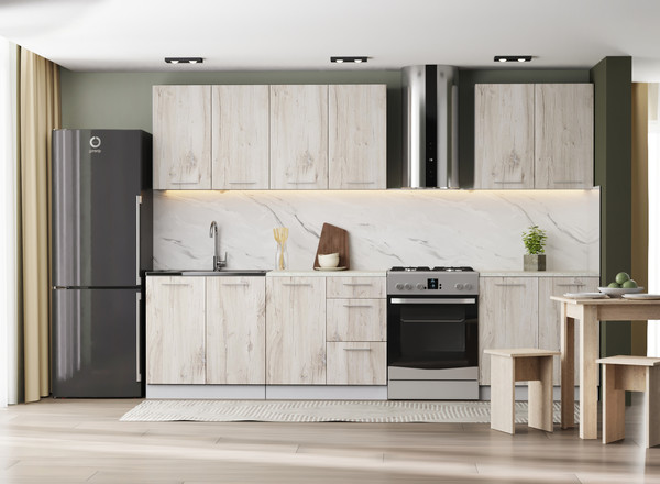 Изображение товара Кухонный гарнитур Артём-Мебель Оля СН-114 без стекла МДФ 2.4м (дуб флагстафф беленый)