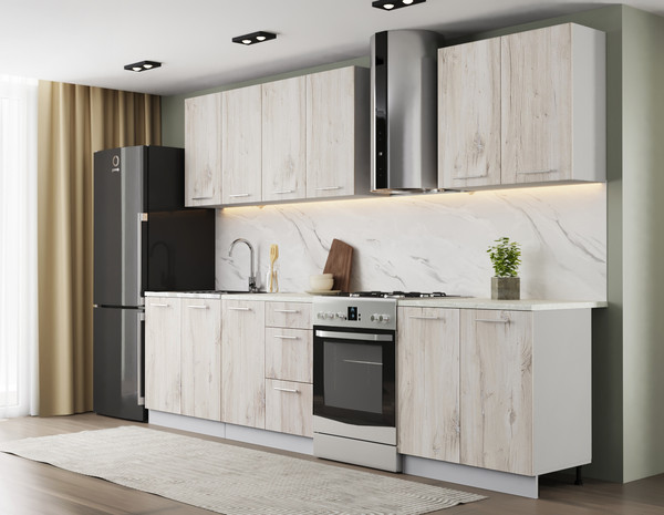 Изображение товара Кухонный гарнитур Артём-Мебель Оля СН-114 без стекла МДФ 2.4м (дуб флагстафф беленый)