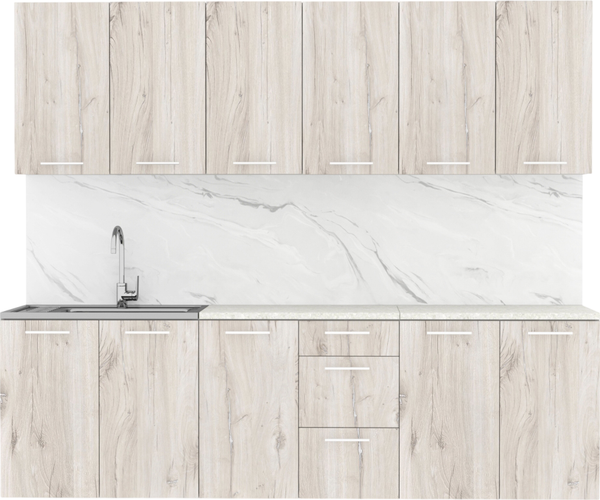 Изображение товара Кухонный гарнитур Артём-Мебель Оля СН-114 без стекла МДФ 2.4м (дуб флагстафф беленый)