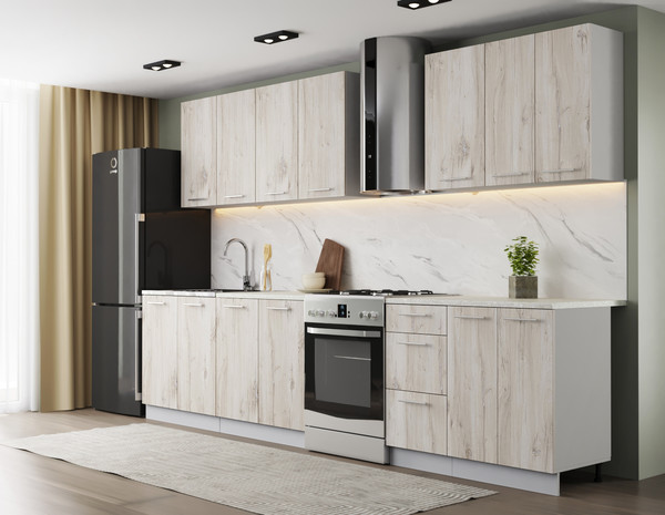 Изображение товара Кухонный гарнитур Артём-Мебель Оля СН-114 без стекла МДФ 2.6м   (дуб флагстафф беленый)