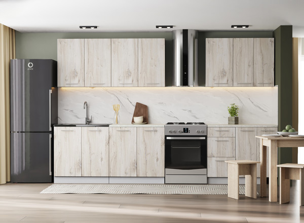 Изображение товара Кухонный гарнитур Артём-Мебель Оля СН-114 без стекла МДФ 2.6м   (дуб флагстафф беленый)