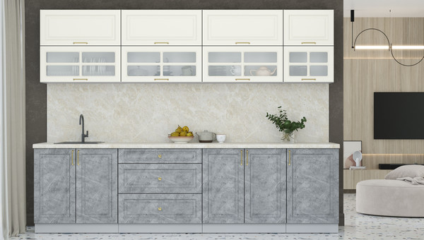 Изображение товара Кухонный гарнитур Интерлиния Мила Шато 2.9Б (белый/керамика/опал светлый)