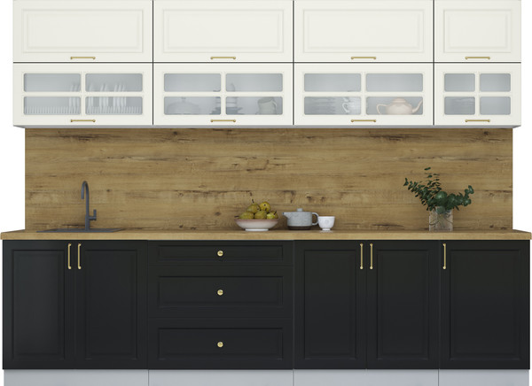 Изображение товара Кухонный гарнитур Интерлиния Мила Шато 2.9Б (белый/черный/дуб бунратти)