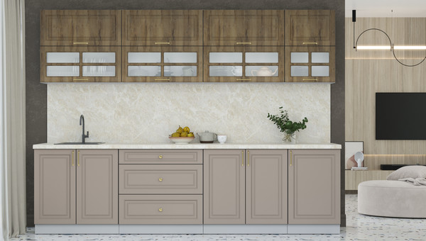 Изображение товара Кухонный гарнитур Интерлиния Мила Шато 2.9Б (дуб вотан/луна/опал светлый)