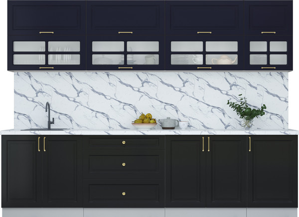 Изображение товара Кухонный гарнитур Интерлиния Мила Шато 2.9Б (индиго/черный/белый гранит)