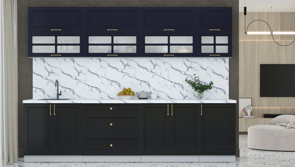 Изображение товара Кухонный гарнитур Интерлиния Мила Шато 2.9Б (индиго/черный/белый гранит)