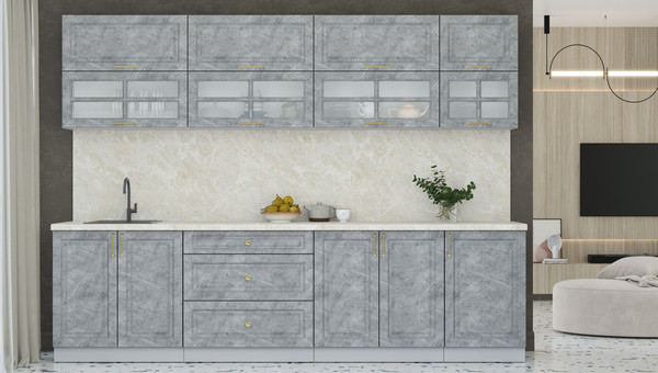 Изображение товара Кухонный гарнитур Интерлиния Мила Шато 2.9Б (керамика/керамика/опал светлый)