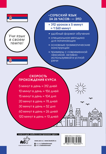 Изображение товара Учебное пособие АСТ Сербский язык за 26 часов, мягкая обложка (Николич Милица)