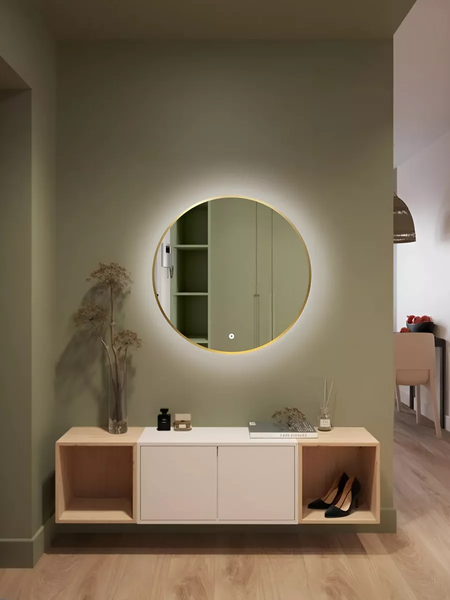 Изображение товара Зеркало Emze 70 / LED.UV.70.70.AUR (золотой с УФ-окантовкой и подсветкой)