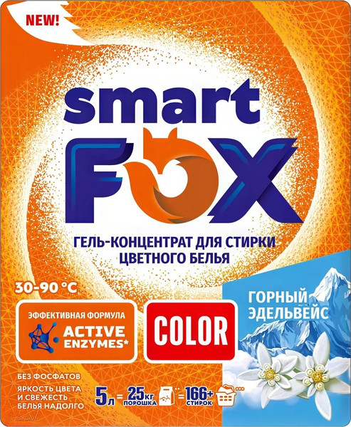 Изображение товара Гель для стирки Smart FOX Color Горный эдельвейс / 190007 (5л)